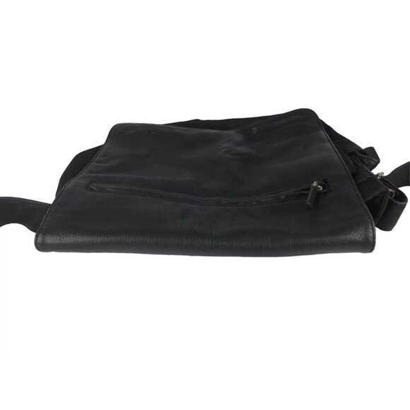 Fossil Unisex Adult Black Leather Flap Adjustable Strap Crossbody Bag Size‎ L - Picture 9 of 10